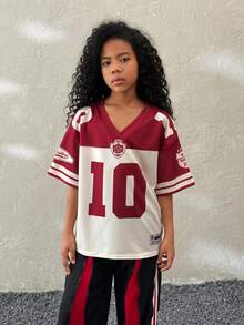 Coolane Kids 少女夏季街头风运动休闲印花透气网眼宽松针织T恤 - 彩色 - 查看 3