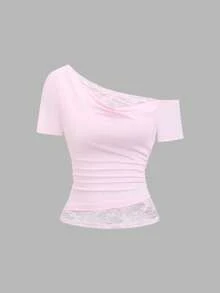 Sweetra Women's French Style New Lace Sheer Fitted Sexy Off-Shoulder 3 PiecesSet, Suitable For Daily, Commute, Casual, And Dating - Multicolor - View 5
