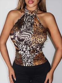 SHEIN ICON Sexy Retro Animal Print Women Tank Top - Multicolor - View 6