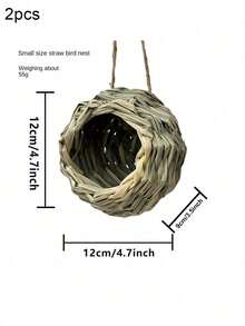 1pc Handmade Woven Grass Bird Nest, Ball Shaped Round Opening Parrot House For Outdoor Decoration, Suitable For All Seasons, Random Color (Natural Color Variations Are Normal) - Multicolor - View 15