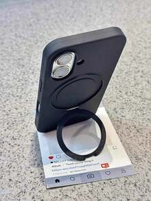1 chiếc ốp lưng silicon lỏng cao cấp mờ có vòng giữ điện thoại vô hình cho iPhone 17 Pro Max 16 15 14 13 12 11 Pro Plus Max, hỗ trợ sạc không dây. - màu đen - Xem 2