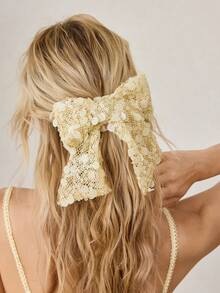 MOTF PREMIUM 亮片飘带蝴蝶结缎面发带 - 黃色 - 查看 1