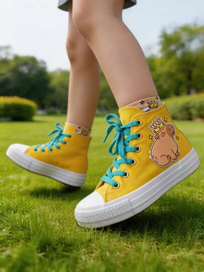 zapatillas de lona para niños y niñas lona color básico altos confort 100% dibujo de gatito lona excelente calidad dibujo de perrito tierno liso 13 al 21 mx colores básicos liga negro blanco rosa