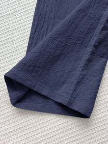 SHEIN Tween Girls' Casual Minimalist Comfortable Mid-Rise Straight Leg Pants - Navy Blue - View 6