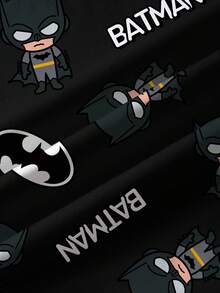 BATMAN X SHEIN 男童休闲圆领卡通字母印花短袖T恤，百搭日常穿着 - 白色 - 查看 3