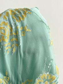 SuriyaCove Women's Dual-Color Lace Twist Halter Neck Blouse, Vacation Style - Green - View 5