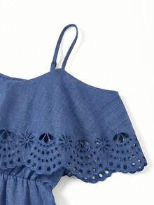 Vestido elegante de moda nuevo para mujeres con escote en el hombro, borde alto y cintura favorecedora, mini vestido ideal para vacaciones, salidas casuales, fiestas, meriendas y talla grande ocasiones de verano - Celeste - Ver 8