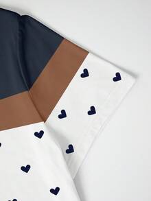 Resyla 撞色心形圆点印花女式白色T恤，夏季必备，时尚百搭，送给兄弟姐妹、姐妹、妈妈的理想礼物，母亲节礼物，休闲又不失时尚感。 - 彩色 - 查看 4