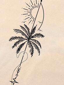 Manfinity RSRT 男士植物印花圆领休闲无袖背心，夏季 - 卡其色 - 查看 7