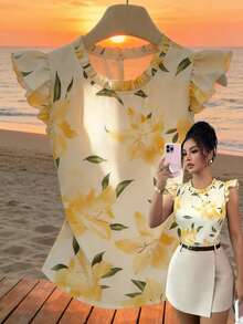 GlowEve 女士印花荷叶边休闲度假衬衫 - 彩色 - 查看 1