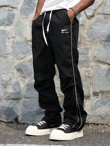 Manfinity Roghcode Quần phong cách đại học đường phố dành cho nam, mùa thu - màu đen - Xem 6