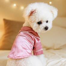 PETSIN 1pc Satin Pet Pajamas, Light Luxury Style Cat And Dog Home Clothes, Soft And Comfortable Pajamas - Multicolor - View 13