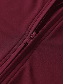 SHEIN Tween Girls Zip Up Half Zip Unitard,Back To School,Leisure Outing - Burgundy - View 4