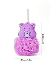 SHEIN X Care Bears 1个可爱卡通紫色爱心熊洗澡球，洗澡海绵，超柔软泡沫网状，带挂绳。 - 紫色 - 查看 3