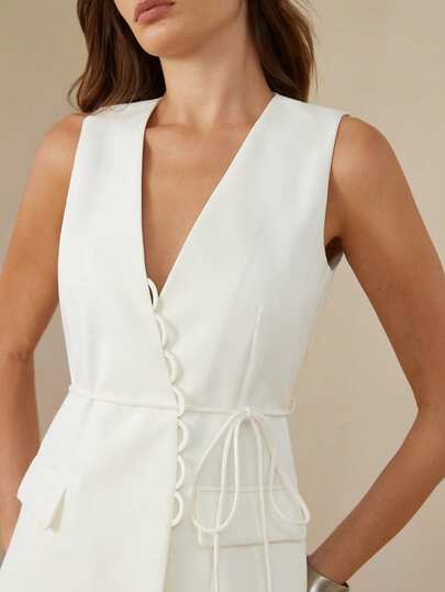 Aveloria Rosie Neuer, stilvoller und eleganter Damen-Zweiteiler aus ärmellosem, locker sitzendem Jackett mit Kragen und geraden Hosen