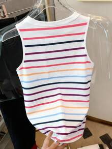 Resyla 彩色条纹印花圆领休闲夏季背心 - 彩色 - 查看 2
