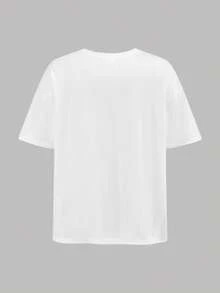 SHEIN 少女休闲街头风圆领可爱印花T恤和裤子套装，红色 - 紅色 - 查看 7