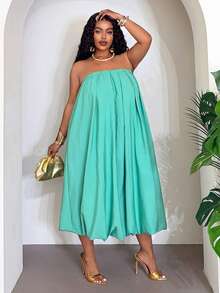 Slaydiva Đầm midi cúp ngực nữ mùa Xuân/Hè thanh lịch, thích hợp đi làm và dạo phố, dự tiệc sinh nhật, lễ tốt nghiệp, trang phục học sinh, đi chơi hàng ngày, đa năng, thư giãn, nghỉ dưỡng, du lịch biển, tắm nắng, hợp xu hướng, công sở thường ngày, tối giản và thoải mái. - màu xanh lá - Xem 8