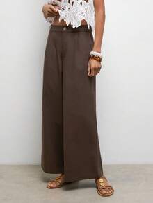 Maija Women's Loose Pleated Design Casual Pants - Brown - View 4