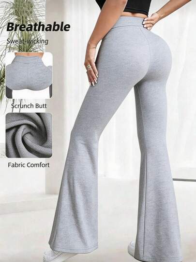 Leggins de flared para mujer, talle alto control de abdomen, tejido elástico, ideal para yoga y fitness