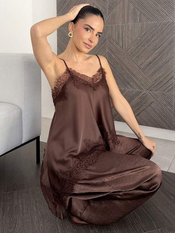 Marta Soriano 女士纯色简约蕾丝拼接吊带背心，日常穿着