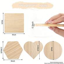 Bộ 5 miếng lót ly gỗ tự làm - Hình trái tim/tròn/vuông/lục giác - Miếng lót ly thủ công 4 inch - Hoàn hảo để sơn, nhuộm, khắc và trang trí nhà cửa! Lý tưởng làm quà tặng sáng tạo và trang trí bàn theo yêu cầu! - Nhiều màu - Xem 11