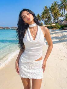 Sweetina Women's Sequin Design Fashionable Versatile Date Night/Outing Mini Skirt - White - View 5