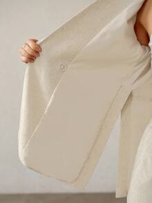 MOTF PREMIUM 闪亮金色亮片亚麻时尚女式西装外套 - 杏色 - 查看 8