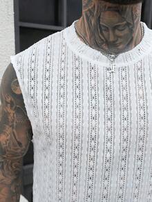 Manfinity CasualCool 男士舒适网眼圆领马甲，畅销山本耀司风格优雅马甲，适合男士休闲度假、简约办公、商务场合、日常约会、居家休闲、时尚派对、聚餐等各种场合，自穿或送礼皆宜。 - 白色 - 查看 4