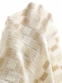 Manfinity CasualCool Men's Khaki Knit Checkered Hollow Out Short Sleeve Shirt - Khaki - View 7