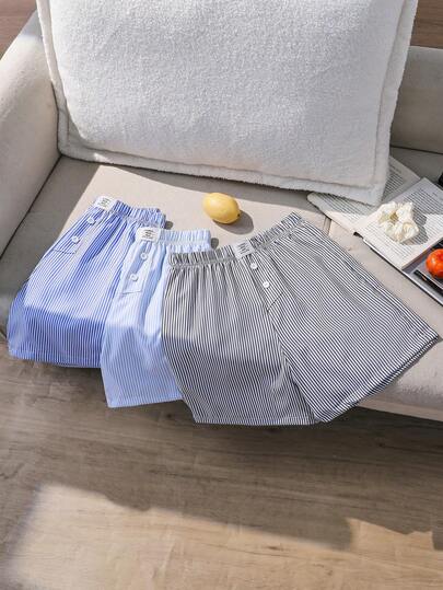 Genkimix Kids Set de 3 pantalones cortos deportivos casuales a rayas para niñas, pantalones a rayas versátiles, adecuados para el hogar, salidas diarias, vacaciones en la playa, nueva llegada de verano