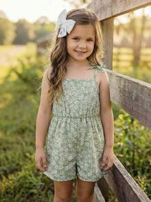 Emery Rose Kids Emery Rose Kids 小女孩碎花吊带连体衣 - 白色 - 查看 4