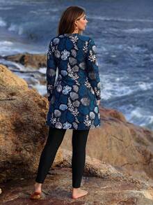 Swim Shayni Bộ đồ bơi Burkini cỡ lớn dành cho kỳ nghỉ hè, in hình vỏ sò, tay dài và quần. - Nhiều màu - Xem 2