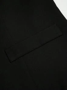 SHEIN Sweetro Plus Size Women's Button Design Round Neck Short Sleeve Blouse - Black - View 7