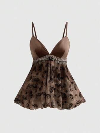 Fairycore Canotta casual da donna con stampa di anacardi, versatile per appuntamenti e uscite