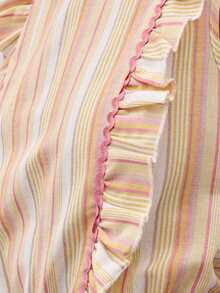 Nöista Striped Sleeveless Jumpsuit With Soft Ruffle Shoulders, Elastic Waist, And Wide-Leg Silhouette.Summer, Relaxed, Spring, Easter. - Yellow - View 7