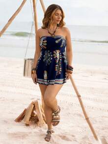 SHEIN Swim Lushore Bộ bikini hai mảnh cỡ lớn, kiểu áo hai dây, trang phục đi biển mùa hè tối giản dành cho nữ. - Nhiều màu - Xem 4