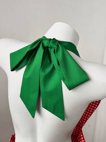 Sweetra Vestido de sirvienta lindo con parches de cuadros rojos y verdes en talla grande - Multicolor - Ver 7