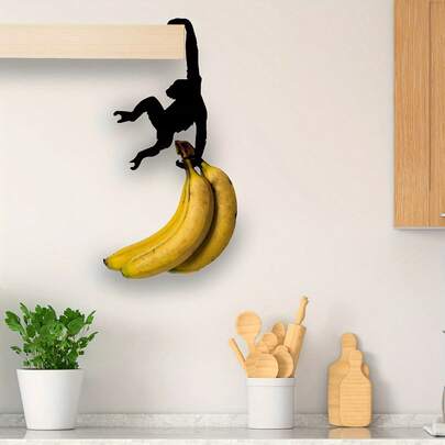 Zazumi 1pc Creative Wooden Monkey Hook, Chimpanzee Home Wall Decoration, Farm Living Room Kitchen Plastic Bag Cup Storage Hook, Suitable For Halloween, Christmas, New Year, Valentine's Day, Birthday Gifts