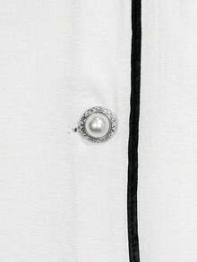 Selianne 女士优雅通勤撞色滚边前扣无袖迷你连衣裙 - 白色 - 查看 4