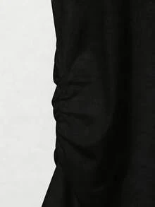 少女刺绣短袖T恤和裤子休闲套装 - 黑色 - 查看 3