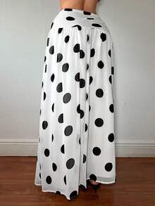 Vavine Falda plisada casual y versátil con estampado geométrico para citas y salidas, con silueta de línea A para mujer - Blanco y Negro - Ver 2