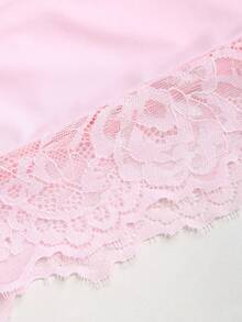 Sweetra Áo tank top nữ màu hồng phối ren, cổ xếp ly, dáng rộng, thích hợp cho mùa xuân/hè, áo hồng, áo hè cho nữ, áo nơ dễ thương, áo nữ tính. - Hồng - Xem 5