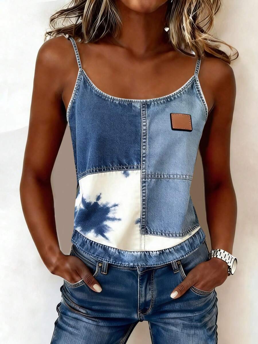 EMERY ROSE Women's Denim Effect Print Casual Camisole - Multicolor - View 1