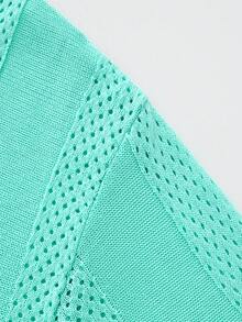 Manfinity LEGND Suéter de punto casual con estampado de letras para hombres, verano - verde menta - Ver 4