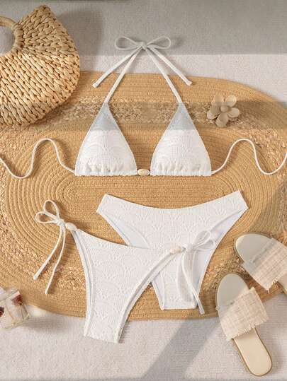 Aveloria Modichic Abito da spiaggia a costine con spalline a spaghetti lavorato a maglia, adatto per feste, uscite e spiaggia, sexy e elegante per Capodanno e Natale. Set da 3 pezzi da donna per l'estate, costume da bagno a triangolo con pois neri