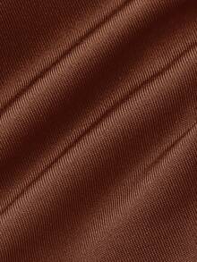 SHEIN MOD 2 chiếc áo hai dây cổ buộc dây khóa kim loại dáng ôm, vạt bất đối xứng - Cà phê nâu - Xem 4