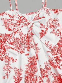 GlowEve Áo hai dây ôm dáng in họa tiết dành cho nữ, thanh lịch, thích hợp cho kỳ nghỉ, đi làm và mặc hàng ngày. - Đỏ - Xem 7