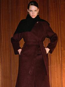 MOTF PREMIUM WOOL RAGLAN SLEEVE BELTED OVERCOAT - Red Violet - View 11