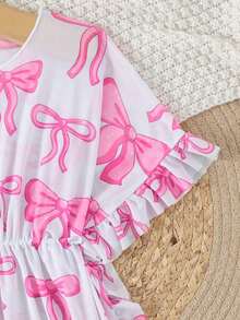Girls Butterfly Print Random Print Sunscreen Cover-Up Beach Dress Vacation Outfit Girls Cover Up Beach Cover Up Kids Girls Beach Cover Ups Girl Swimsuit With Cover Up Beach Dress For Kids Kids Summer Outfits For Girls Beach Wear For Kids Summer Clothes For Kids Girl Swimsuit Cover Up Kids Beach Poncho - Pink - View 5